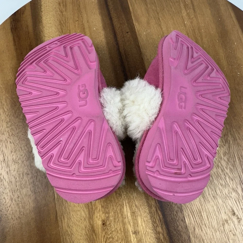Little Kids Girls UGG Cozy II Pink Suede Shearling Comfort Slippers Size 10 C